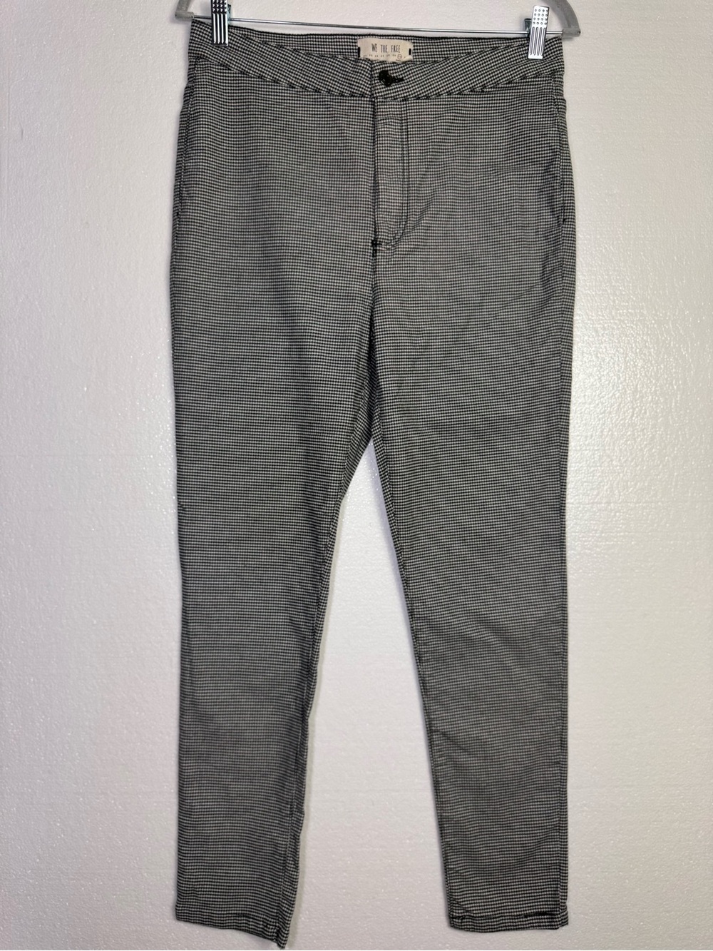 We The Free  Skinny Slim Pants Black Houndstooth Mid Rise Flat Front 30